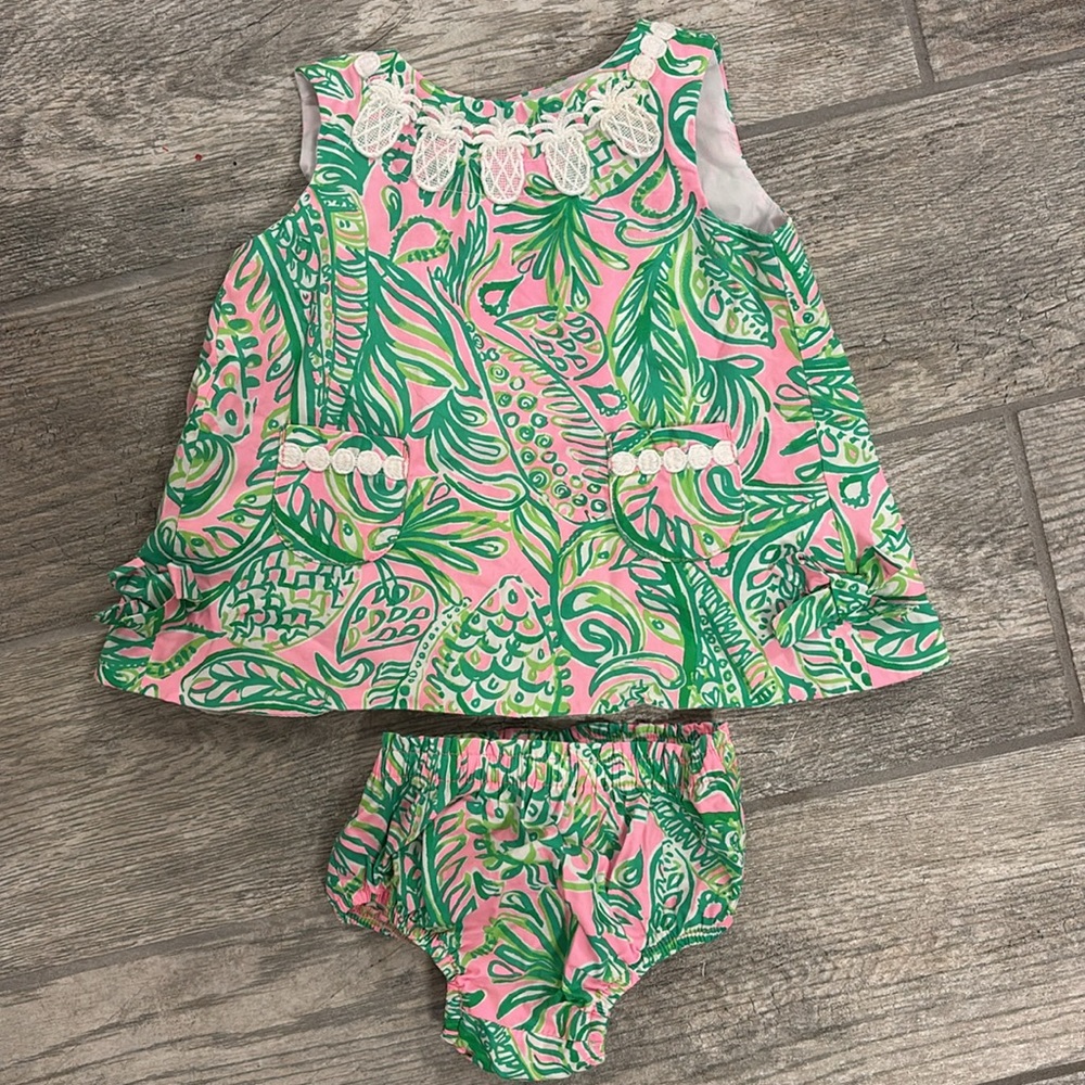 Lilly Pulitzer Pink and Green Tropical Set
